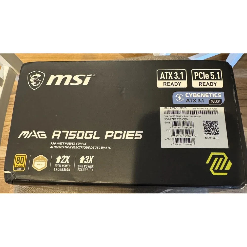 MSI MAG A750GL PCIe5 750W 80+ Gold ATX 3.1 Ready Gaming Power Supply SEALED